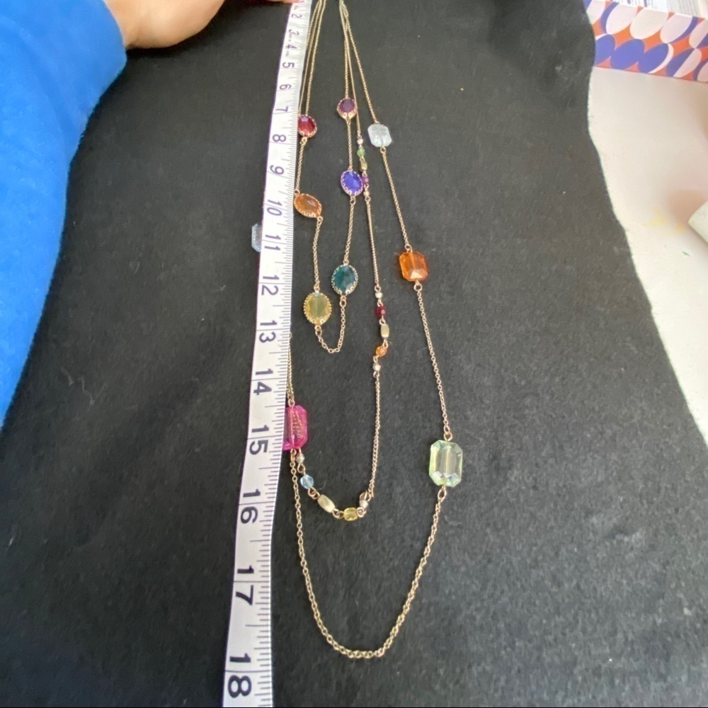 Long colorful 3 strand necklace - Picture 5 of 8